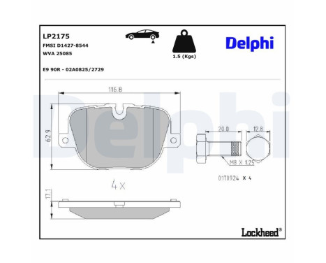 Brake Pad Set, disc brake LP2175 Delphi