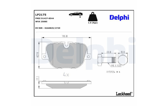 Brake Pad Set, disc brake LP2175 Delphi, Image 3