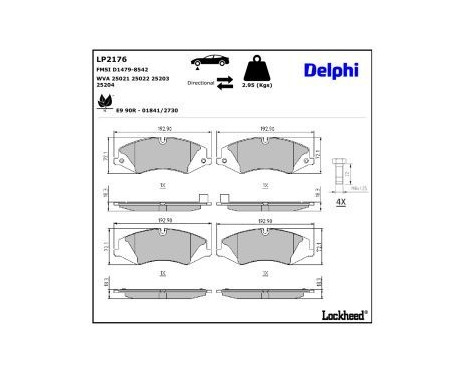 Brake Pad Set, disc brake LP2176 Delphi, Image 4