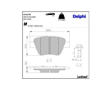 Brake Pad Set, disc brake LP2178 Delphi, Image 4