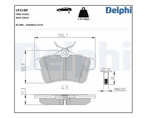 Brake Pad Set, disc brake LP2180 Delphi