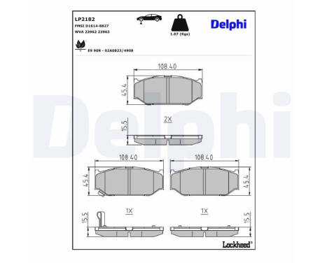 Brake pad set, disc brake LP2182 Delphi