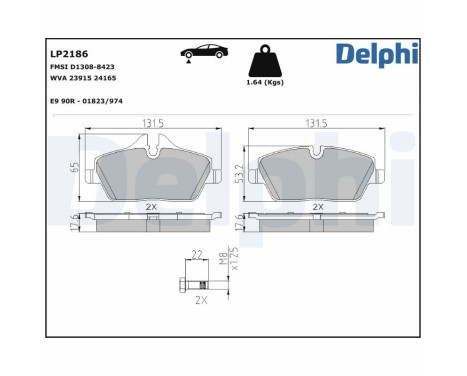 Brake Pad Set, disc brake LP2186 Delphi