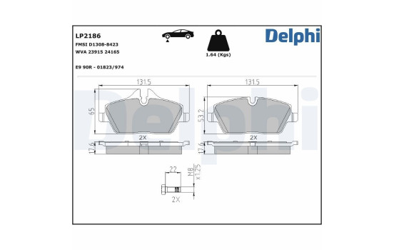 Brake Pad Set, disc brake LP2186 Delphi
