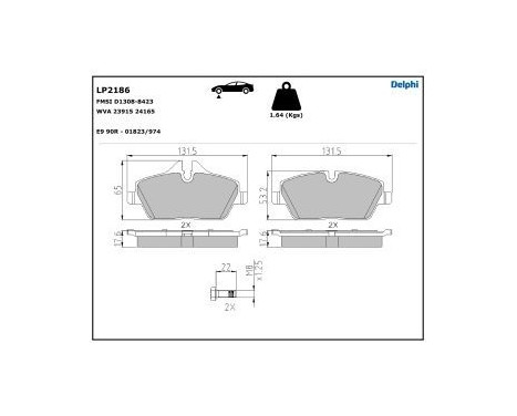 Brake Pad Set, disc brake LP2186 Delphi, Image 5