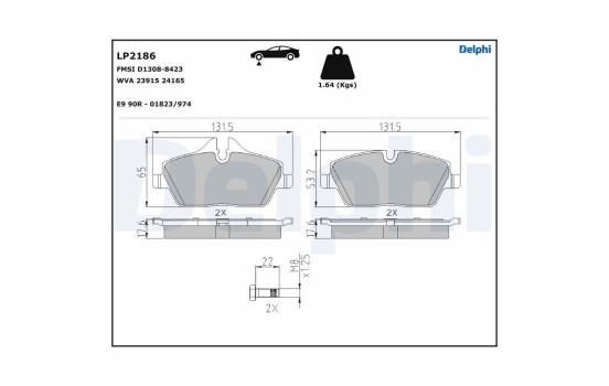 Brake Pad Set, disc brake LP2186 Delphi, Image 5