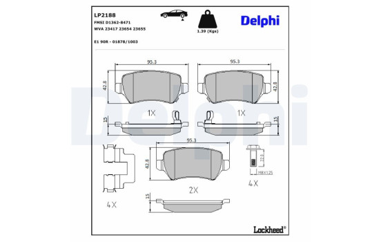 Brake Pad Set, disc brake LP2188 Delphi