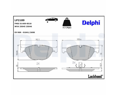 Brake Pad Set, disc brake LP2189 Delphi
