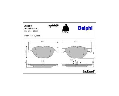 Brake Pad Set, disc brake LP2189 Delphi, Image 3
