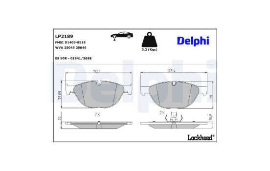 Brake Pad Set, disc brake LP2189 Delphi, Image 3
