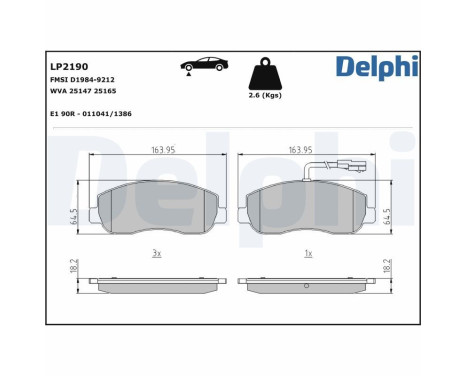 Brake Pad Set, disc brake LP2190 Delphi