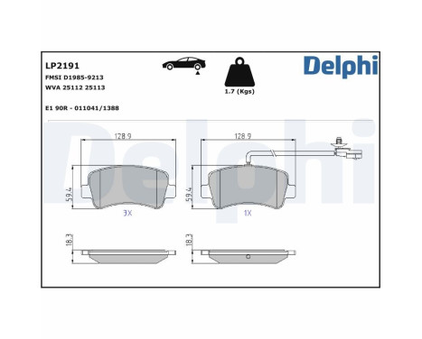 Brake Pad Set, disc brake LP2191 Delphi