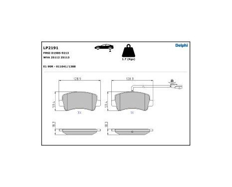 Brake Pad Set, disc brake LP2191 Delphi, Image 5