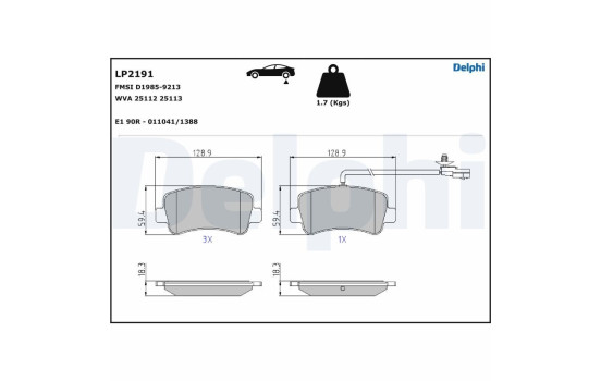 Brake Pad Set, disc brake LP2191 Delphi, Image 5