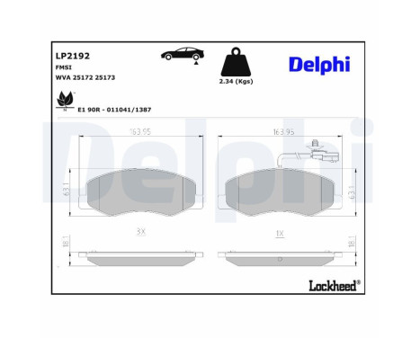 Brake Pad Set, disc brake LP2192 Delphi