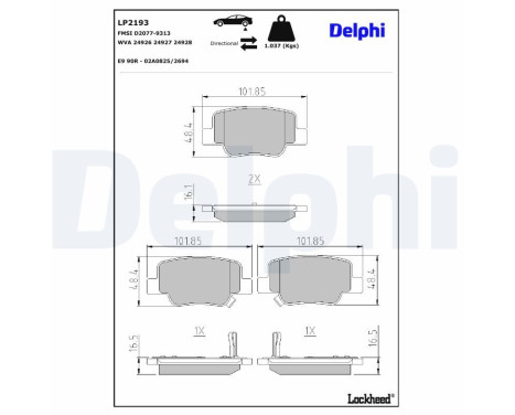 Brake Pad Set, disc brake LP2193 Delphi