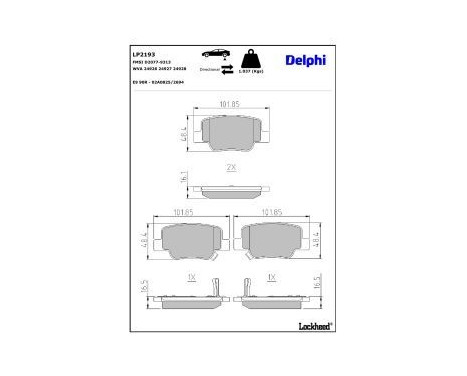 Brake Pad Set, disc brake LP2193 Delphi, Image 3