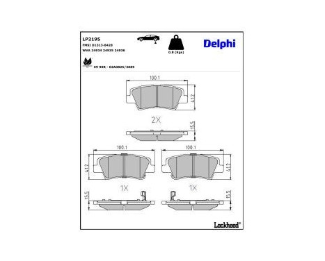 Brake Pad Set, disc brake LP2195 Delphi, Image 3