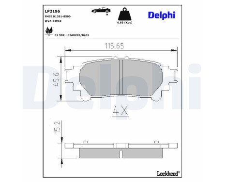 Brake Pad Set, disc brake LP2196 Delphi