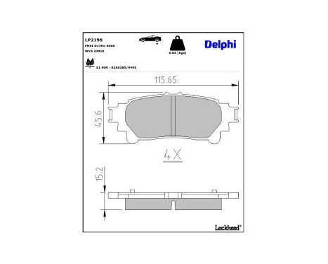 Brake Pad Set, disc brake LP2196 Delphi