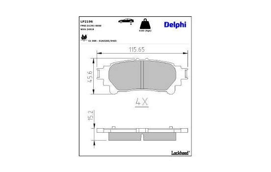 Brake Pad Set, disc brake LP2196 Delphi