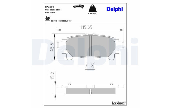 Brake Pad Set, disc brake LP2196 Delphi, Image 3