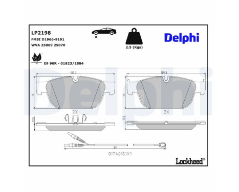 Brake Pad Set, disc brake LP2198 Delphi