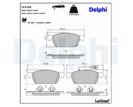 Brake Pad Set, disc brake LP2199 Delphi
