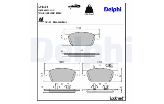 Brake Pad Set, disc brake LP2199 Delphi, Image 4