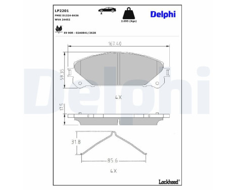 Brake Pad Set, disc brake LP2201 Delphi