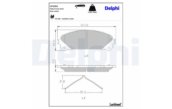 Brake Pad Set, disc brake LP2201 Delphi, Image 3