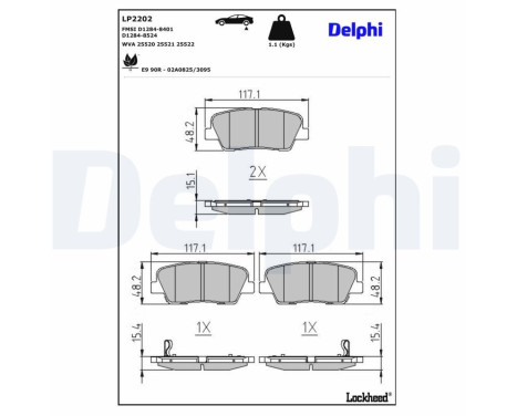 Brake Pad Set, disc brake LP2202 Delphi