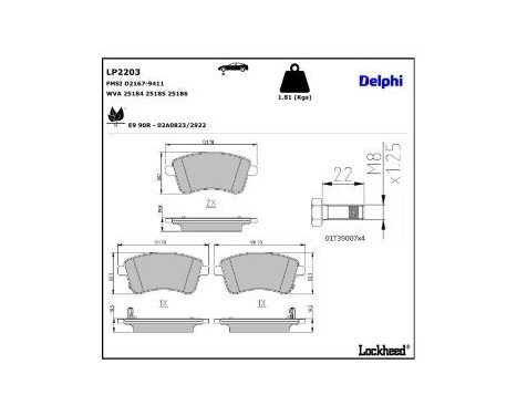 Brake Pad Set, disc brake LP2203 Delphi, Image 3