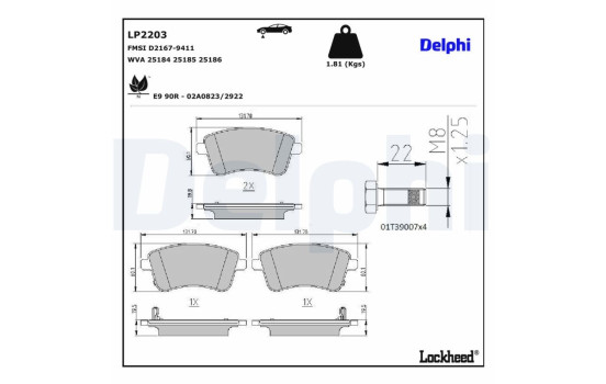 Brake Pad Set, disc brake LP2203 Delphi, Image 3