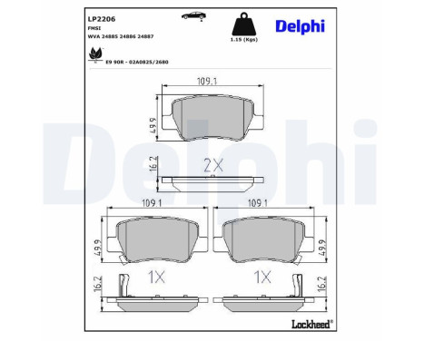 Brake Pad Set, disc brake LP2206 Delphi, Image 3