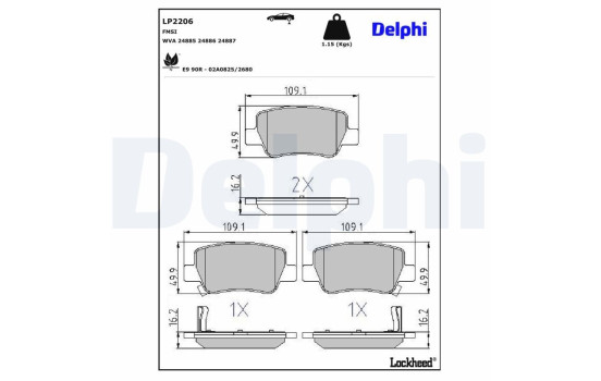 Brake Pad Set, disc brake LP2206 Delphi, Image 3