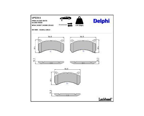 Brake Pad Set, disc brake LP2211 Delphi