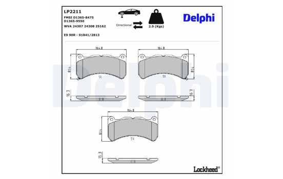 Brake Pad Set, disc brake LP2211 Delphi