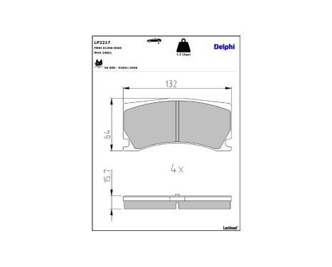 Brake pad set, disc brake LP2217 Delphi