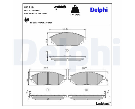 Brake Pad Set, disc brake LP2218 Delphi