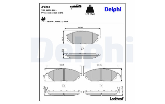 Brake Pad Set, disc brake LP2218 Delphi, Image 3
