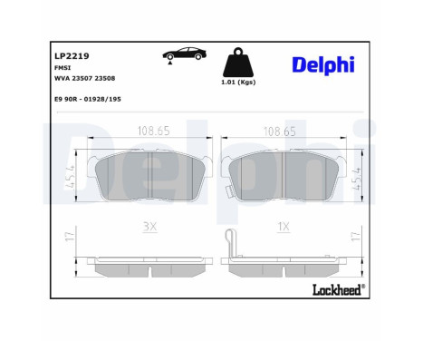 Brake pad set, disc brake LP2219 Delphi