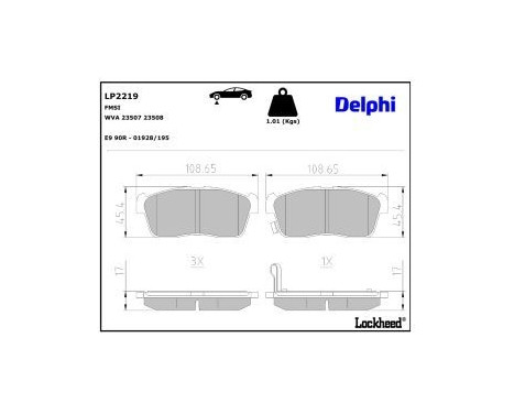 Brake pad set, disc brake LP2219 Delphi