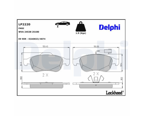 Brake Pad Set, disc brake LP2220 Delphi