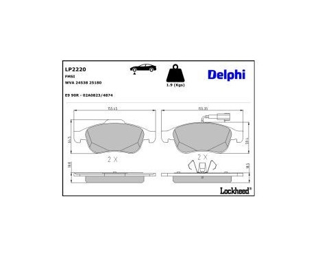 Brake Pad Set, disc brake LP2220 Delphi, Image 4