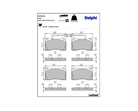 Brake Pad Set, disc brake LP2221 Delphi