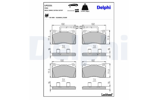 Brake Pad Set, disc brake LP2221 Delphi