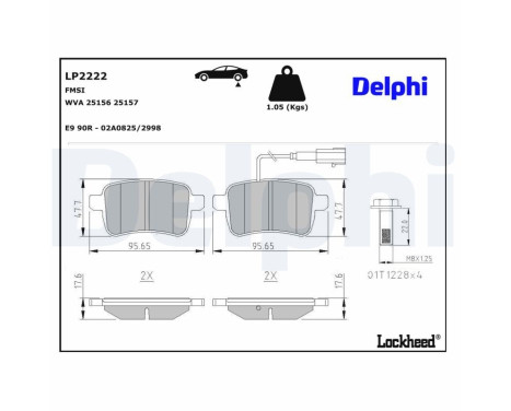 Brake Pad Set, disc brake LP2222 Delphi