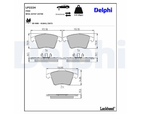 Brake Pad Set, disc brake LP2224 Delphi
