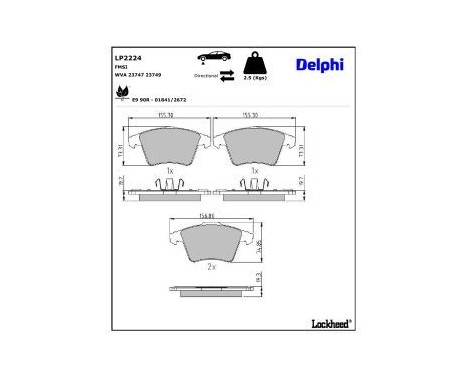 Brake Pad Set, disc brake LP2224 Delphi